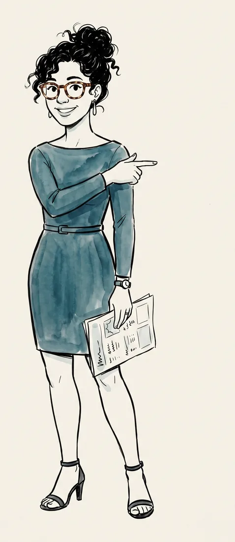 Tessa Kowal, the flyer's drawn host in a teal evening dress, points toward the list of casinos sorted by distance.